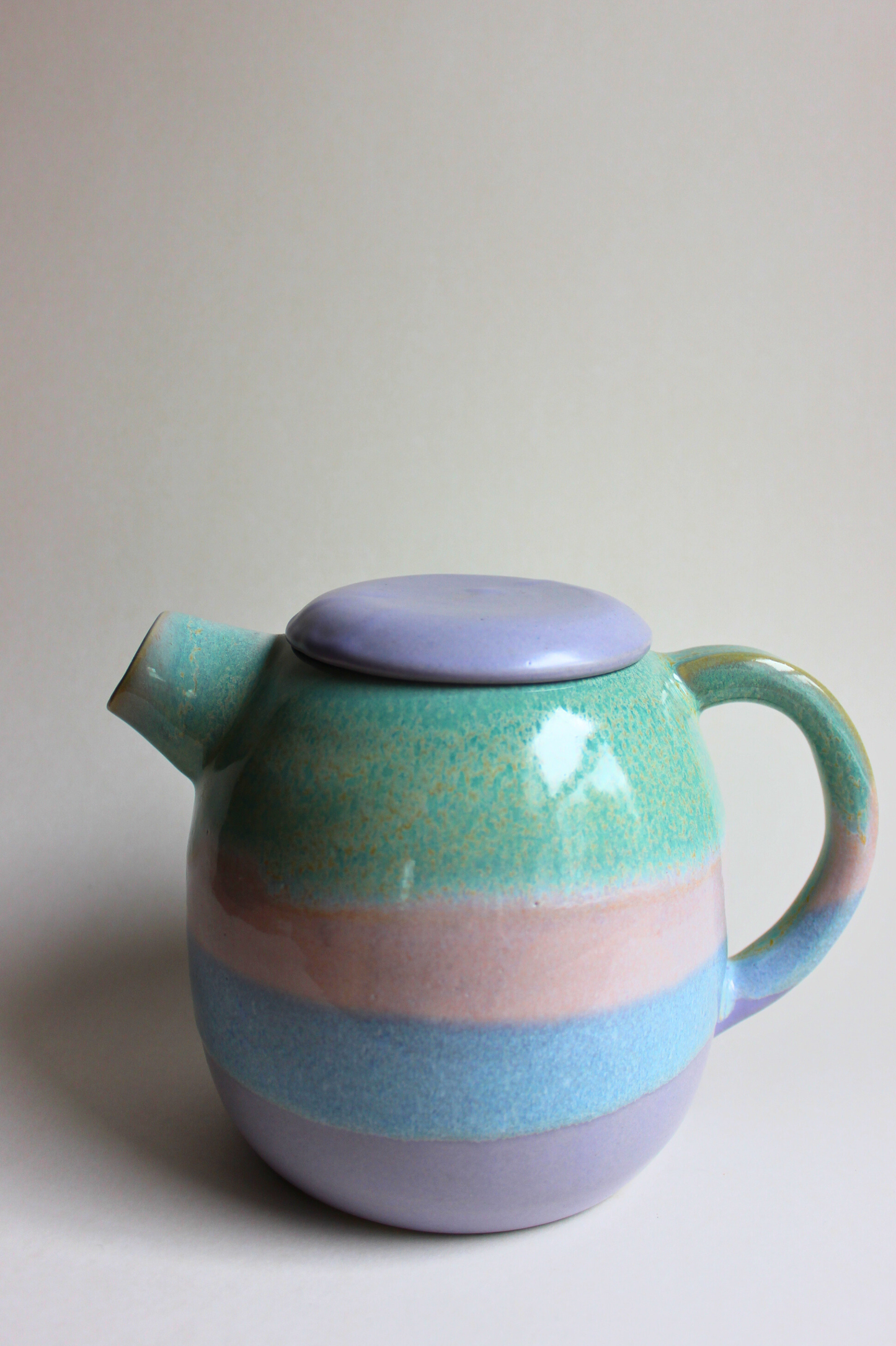 sage striped teapot