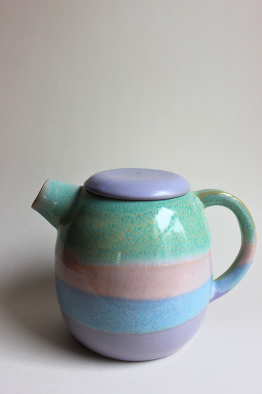 sage striped teapot