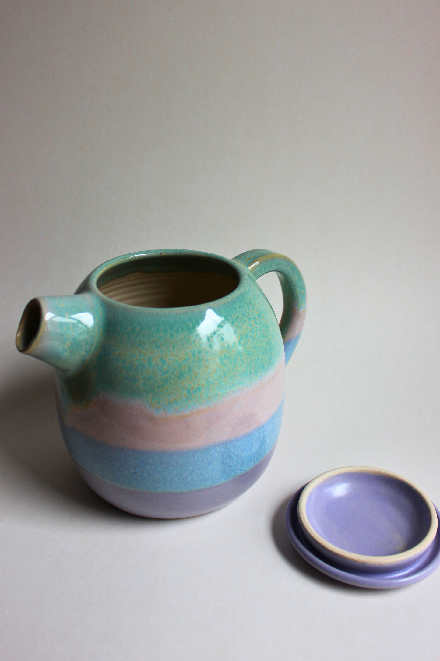 sage striped teapot
